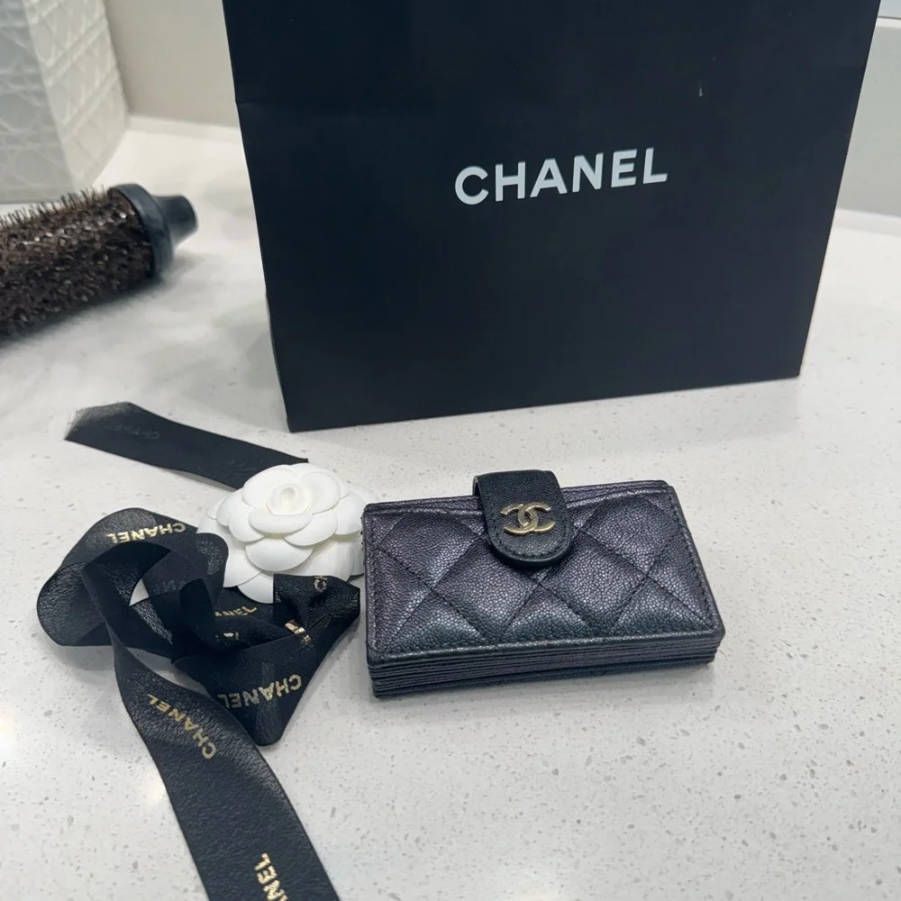 CHANEL | Bags | Chanel Black Metallic Quilted Accordion Card